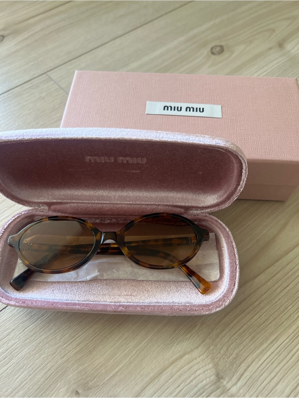 Miu Miu Tortoiseshell Oval Sunglasses with Brown Lenses - Picture 6 of 8